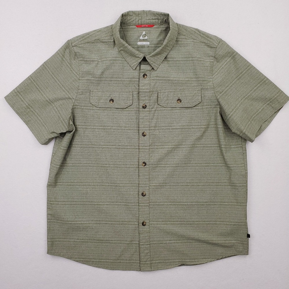 Gerry Shirt Mens Extra Large Green Performance Outdoor Stretch Button Front